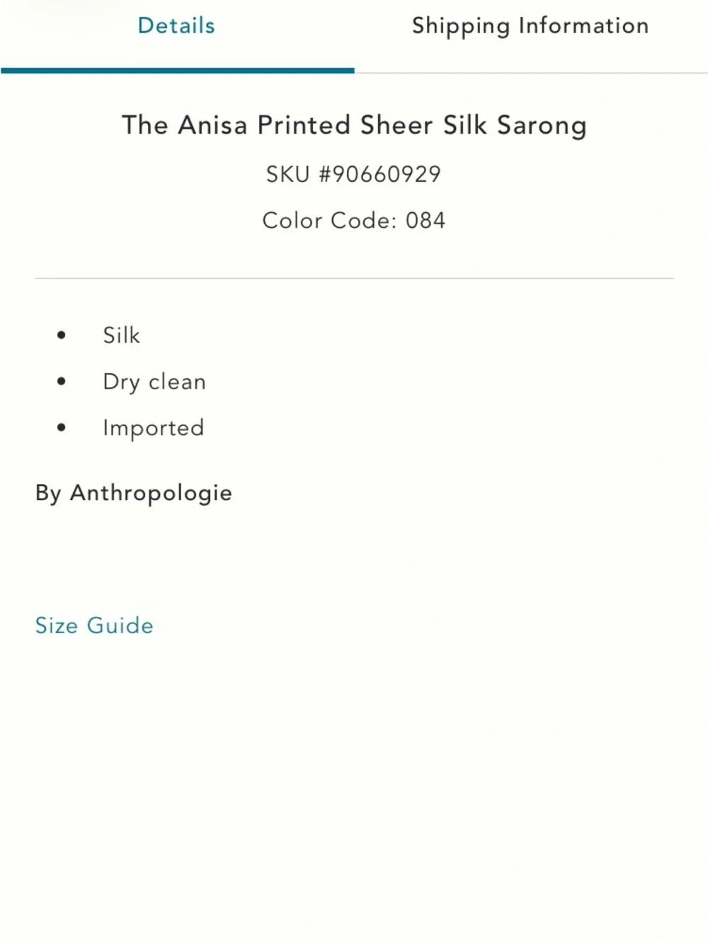Anthropologie Soleil silk sarong scarf NWT